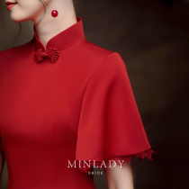 Famous) toast bride 2021 new autumn red improved cheongsam engagement return to the door Thank you banquet dress