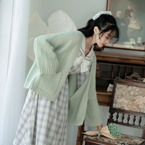 Herringbone knit cardigan womens thin style outside 2021 New loose lazy spring and autumn sweater jacket