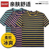 Summer Men T-Shirt Sea Soul Short Sleeve Trendy Stripes Round Collar Compassionate Tide Bottom Jersey Casual Tide Trump Half Sleeve Man