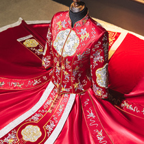 Chinese style Xiuhe dress 2021 new bride wedding dress contrast color thin dragon and phoenix coat summer spring show kimono