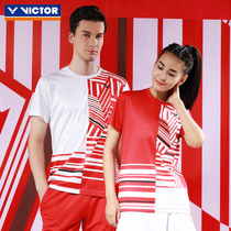 VICTOR Victory Badminton Suit Men and Womens Knitted T-shirt Contest Short Sleeve 10002TD