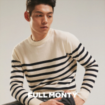 (Sea soul shirt) white striped sweater mens pullover cashmere round neck sweater spring and autumn 2021 New