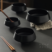 Ceramic Bowl creative salad bowl Frosted Black personality Zen noodle bowl Korean High Side Tower bowl commercial drum Bowl