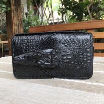Features domineering natural crocodile belt head double zipper handbag hand woven wallet card position large capacity