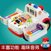 Childrens doctor ambulance toy girl doll injection boy electric music universal wheel birthday gift 4 years old