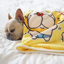 Cute fighting pet blanket deep sleep Flannel Puppy blanket thick quilt autumn and winter warm sleeping blanket