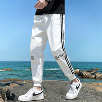 Official website flagship store pants mens Korean version of the tide summer thin section sports drawstring nine-point pants trend brand all-match casual pants