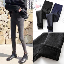 Pregnant woman jeans exterior wearing long pants plus suede thickened display slim fit small foot pants spring autumn style trendy underpants children