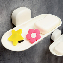 White wall-mounted drain-free suction cup soap box home dormitory bathroom toilet compact tray soap holder