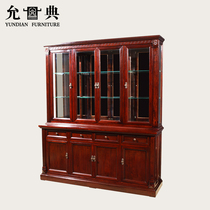 Yundian Red Wood Furniture Grape Red Wine Living Room Eu Style Four Doors Wine Cabinet Modern Minima Red Wood Wine Closet