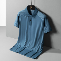 Dad Summer Clothing Middle Aged Men Ice Silk Short Sleeve T-shirt 40-50-Year-Old Middle-aged Mens Clothing Middle Aged Polo Jersey Man
