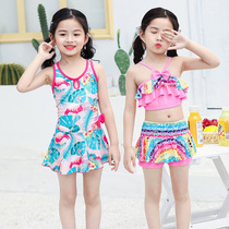 Childrens swimsuit girl Korean version of one-piece dress baby cute split bikini swimsuit girl learn swimming suit