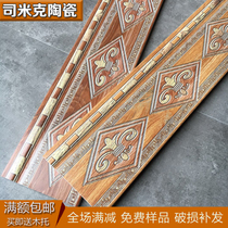 American antique wood carving floor tile 120x600 living room bedroom dining room wood grain skirting line corner sideline
