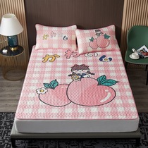 Japanese ice silk latex mat set of three-piece single and double student dormitory children's soft mat can be washed and folded in summer