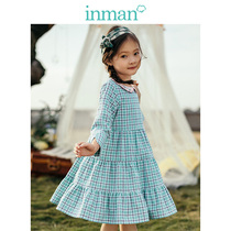 Yinman childrens clothing 2020 spring and summer large girls plaid girl dress mother and daughter parent-child clothing seven-point sleeve princess skirt