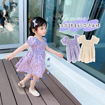 Girls' Dress Summer Dress 2021 New Chiffon Flower Female Baby Dress Subnet Red Summer Princess Dress for Children