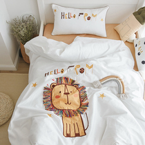 INS cartoon lion cloth embroidered 60 long-staple cotton cotton cotton cotton three-piece set childrens bedding students three-piece set