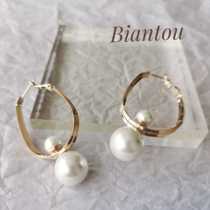 Biantou New Products Fashion Baroque Special Pearl Retro Ins Wind Irregular One More Earrings Woman