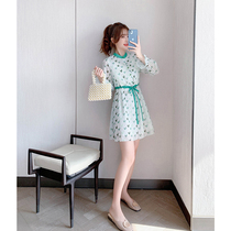 Autumn dress 2021 new female temperament French shirt skirt chiffon early autumn floral dress little dress