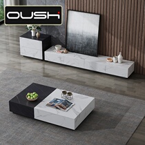 Nordic rock plate tea table modern minimalist living-room Fancy Light Lavish Red-ins marble tea table TV cabinet Composition