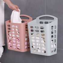 Dirty clothes storage basket Household dirty clothes basket Bathroom storage artifact basket Plastic bathroom punch-free wall-mounted