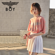 boylondon hot Silver Eagle print short sleeve t-shirt women 21 summer watermelon red couple top