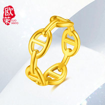 Gold pig nose ring 5d hard gold simple cyanide-free bright surface ins wind chain pig nose ring couple pair ring ring