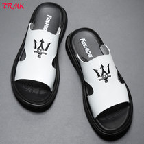Leather Sandals Men Genuine Leather 2022 New Summer Mens Use Soft Bottom Slippers Non-slip Outdoor Leisure Beach Shoe Tide