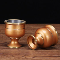  Pure copper wine glass Household water supply cup for Buddha cup Guanyin cup God of wealth Guan Gong wine glass high-legged Fairy teacup decoration