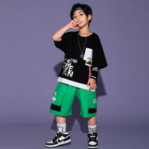 Childrens Street Dance Tide suit Summer clothes boy hip hop Costume Short Sleeve Summer Hiphop Shorts Street Dance Costumes