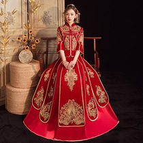 Velvet show bride 2021 new summer wedding dress female Chinese wedding dress out of the pavilion toast show thin