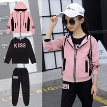  Childrens clothes 9 spring and autumn girls  sports Western style three-piece suit 12 children Korean version of the middle and large children 7-15 years old 8