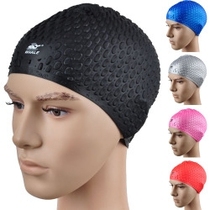 Whale water drop swimming cap oversized super comfortable waterproof soft silicone big head long hair for men and women