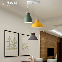 Nordic dining table bar creative simple wrought iron dining hall lamp chandelier three modern simple atmospheric led chandelier