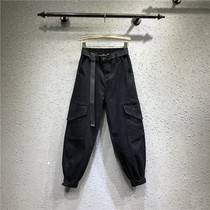 South Korea 2021 Spring and Autumn New Leisure Joker Big Pocket High Waist Slim Tide Tow Pants Pair