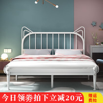 Cat ears wrought-iron beds single 1 8m rental red Double 1 2 m iron modern princess bed simple