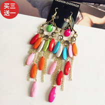 Retro Korea Fashion 100 Touch Personality Ear Accessories of the European and American Bohemian Long Flow Su Light Lavish Temperament Earrings Accessories