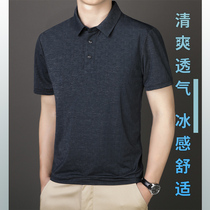 Summer new Ice Silk Short sleeves T-shirt Male middle aged mens sport Speed Dry Blouse Dad Summer Clothes Polo Jersey Man