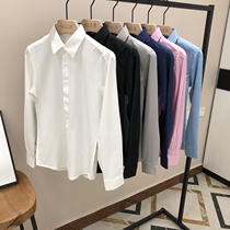 White shirt men long sleeve autumn Korean trend handsome business dress professional tooling black suit shirt White