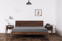 Bedroom furniture Japanese style simple modern all solid wood walnut double bed Nordic 1 8 m solid oak bed