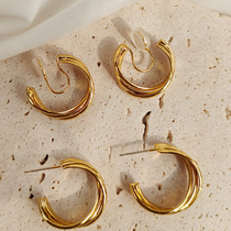 YIMIJEWEL No ear piercing Korean personality geometric all-match ring metal ring painless mosquito coil ear clip earrings