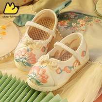 Hanfu shoes ancient style performance embroidery shoes baby handmade childrens dance cloth shoes vintage shoes Chinese style
