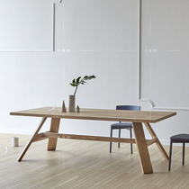 Nordic solid wood desk creative rectangular conference table designer desk personality long strip Workbench