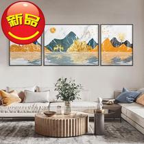 Light extravagant triplex living room decoration painting modern minimalist sofa Background wall Composition New Chinese landscape wall Custom Made