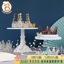 Birthday cake decoration Pearl Crown Crown Princess ornaments retro lace around Queen Baroque Black
