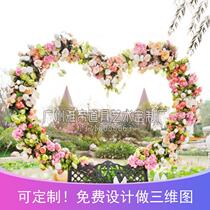 Wedding props shopping mall space beauty Chen wedding stage background silk Spring Festival scene layout heart-shaped arch
