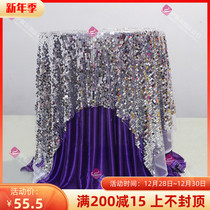 Wedding props stage tablecloth champagne tablecloth encrypted bright cloth round table welcome background table exhibition talks single table