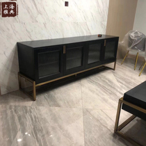 Light luxury postmodern minimalist American TV cabinet living room designer furniture European solid wood coffee table TV cabinet combination
