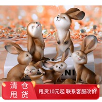 Resin Rabbit Home Adornment Swing Piece Creative Living Room Wine Cabinet Crafts Furnishing Cute Cartoon Small Animals