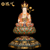 Taiwan Shengfan Manjusri Pusa Buddha statue bronze gilt painted sunlight Moonlight mother Bodhisattva ornaments